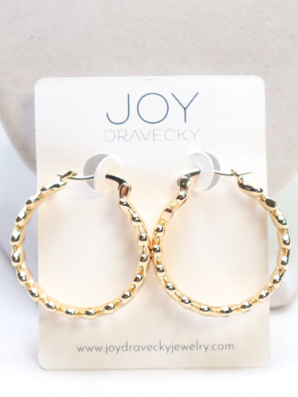 Joy Dravecky Gold Tone Heart Hoop Earrings $80 New